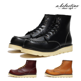 アベルベッティーノ ブーツ a.belvetino AB-850 LT.BROWN RED BROWN BLACK MOC TOE WORKBOOTS ライトブラウン レッドブラウン ブラック メンズ 靴 ワークブーツ レースアップ レザー レザー カジュアル