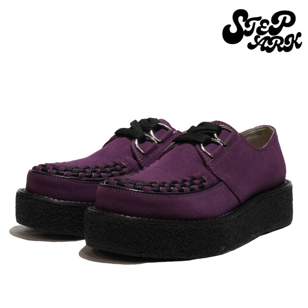 STEPARK ステッパーク COMODO PURPLE SUEDE ラバーソール 厚底 カジュアル クリーパー インターレース ビーガンスエード ローカット ロック パンク バンド ゴスロリ レディース メンズ 24FW