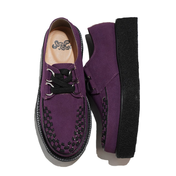 STEPARK ステッパーク COMODO PURPLE SUEDE ラバーソール 厚底 カジュアル クリーパー インターレース ビーガンスエード ローカット ロック パンク バンド ゴスロリ レディース メンズ 24FW