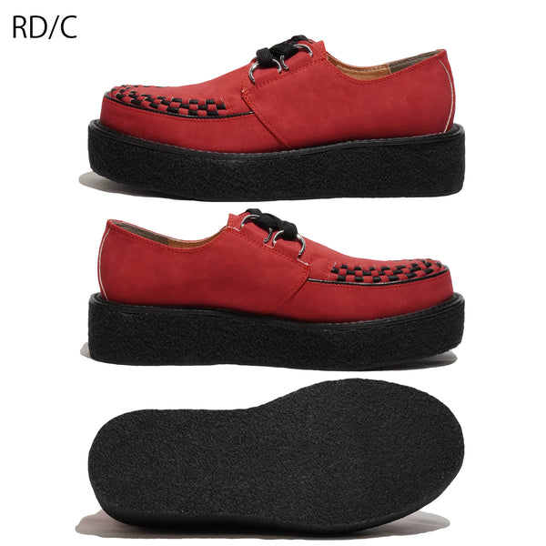 STEPARK ステッパーク COMODO RED SUEDE ラバーソール 厚底 カジュアル クリーパー インターレース ビーガンスエード ローカット ロック パンク バンド ゴスロリ レディース メンズ 24FW