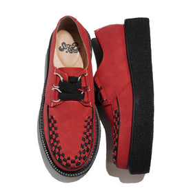 STEPARK ステッパーク COMODO RED SUEDE ラバーソール 厚底 カジュアル クリーパー インターレース ビーガンスエード ローカット ロック パンク バンド ゴスロリ レディース メンズ 24FW