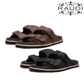 ラウディ サンダル RAUDI R-44401 BLACK BROWN つっかけ レザー 本革 メンズ ブラック ブラウン 履きやすい 24SS