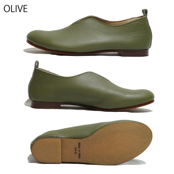 レシピ 靴 Recipe 軽量 柔らかい革 上品 オフィス カジュアル RP-222 Vカットスリッポン BLACK CAMEL OLIVE YELLOW 本革 レザー レディース 日本製 MADE IN JAPAN 旅行