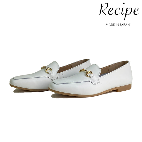 TOP TO TOP別注モデル レシピ 靴 Recipe 軽量 柔らかい革 上品 オフィス カジュアル RP-272 ビットローファー WHITE 本革 レザー レディース 日本製 MADE IN JAPAN 旅行