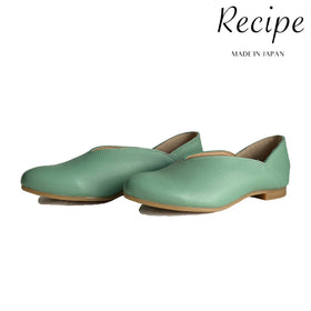 TOP TO TOP別注モデル レシピ 靴 Recipe 軽量 柔らかい革 上品 オフィス RP-279 Vカットバブーシュ GREEN 本革 レザー レディース 日本製 MADE IN JAPAN