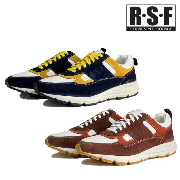 ルーティン スタイル フットウェア 靴 シューズ RSF ROUTINE STYLE FOOTWEAR SIPIN NAVY/YELLOW BROWN 本革 スエード レザー ビブラムソール 厚底 メンズ 防滑 ローカット JAPAN BRAND 日本ブランド 24FW