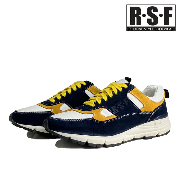 ルーティン スタイル フットウェア 靴 シューズ RSF ROUTINE STYLE FOOTWEAR SIPIN NAVY/YELLOW BROWN 本革 スエード レザー ビブラムソール 厚底 メンズ 防滑 ローカット JAPAN BRAND 日本ブランド 24FW