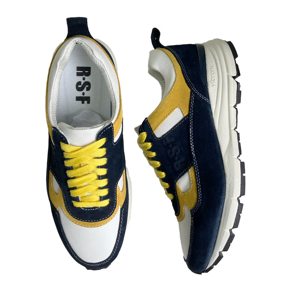 ルーティン スタイル フットウェア 靴 シューズ RSF ROUTINE STYLE FOOTWEAR SIPIN NAVY/YELLOW BROWN 本革 スエード レザー ビブラムソール 厚底 メンズ 防滑 ローカット JAPAN BRAND 日本ブランド 24FW