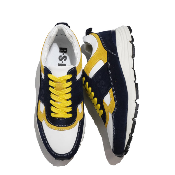 ルーティン スタイル フットウェア 靴 シューズ RSF ROUTINE STYLE FOOTWEAR SIPIN NAVY/YELLOW BROWN 本革 スエード レザー ビブラムソール 厚底 メンズ 防滑 ローカット JAPAN BRAND 日本ブランド 24FW