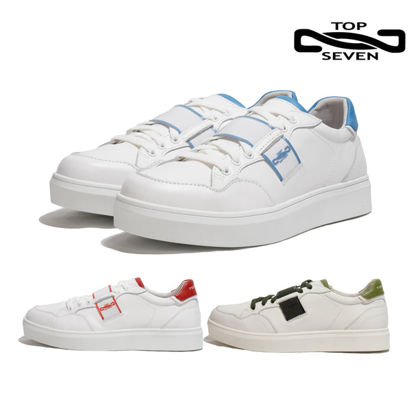 トップセブン TOP SEVEN T7-S501 BAY-CREAM/OLIVE WHITE/BLUE WHITE/RED スニーカー シューズ ローカット クリーム オリーブ メンズ レザー ラバーソール カジュアル 大人カジュアル スポーティー