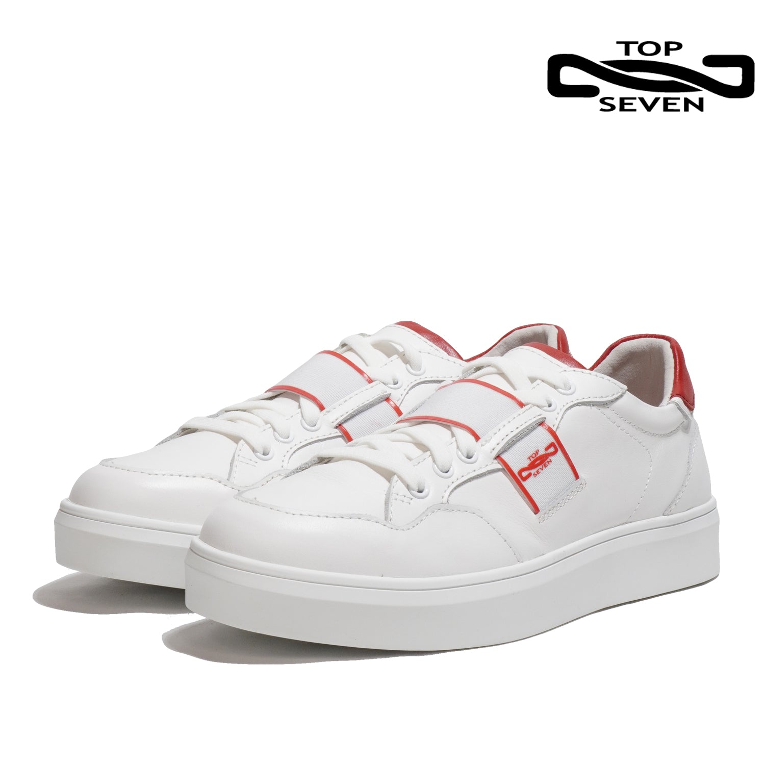 トップセブン TOP SEVEN T7-S501 BAY WHITE/RED スニーカー シューズ ローカット クリーム オリーブ メンズ | TOP  to TOP ONLINE