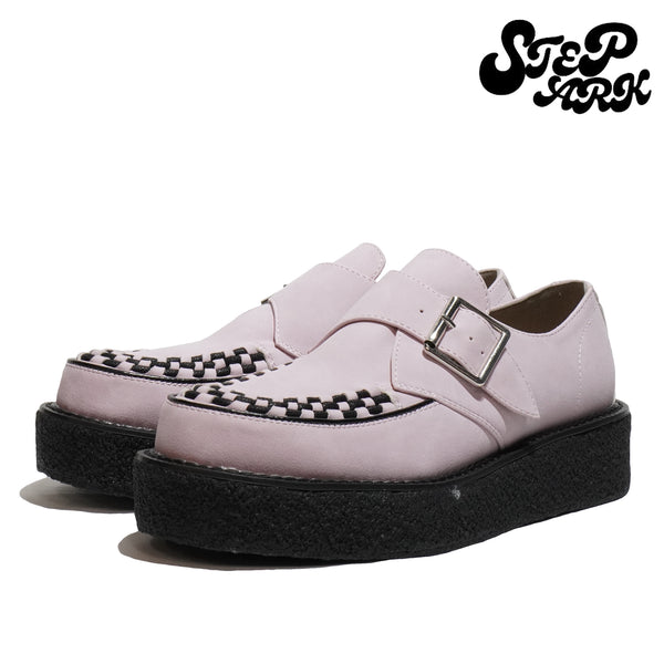 STEPARK ステッパーク TRONCO PURPLE SUEDE ラバーソール モンクストラップ 厚底 カジュアル クリーパー インターレース ビーガンスエード ローカット ロック パンク バンド ゴスロリ レディース メンズ 24FW