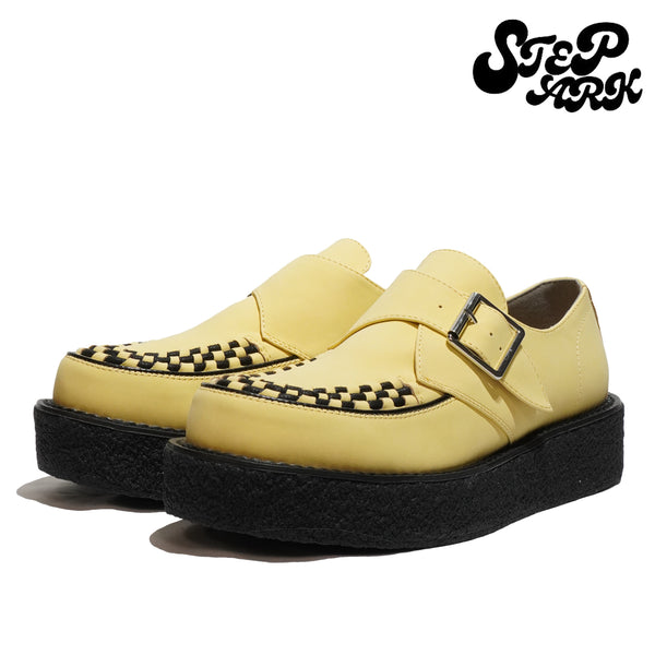 STEPARK ステッパーク TRONCO YELLOW SUEDE ラバーソール モンクストラップ 厚底 カジュアル クリーパー インターレース ビーガンスエード ローカット ロック パンク バンド ゴスロリ レディース メンズ 24FW