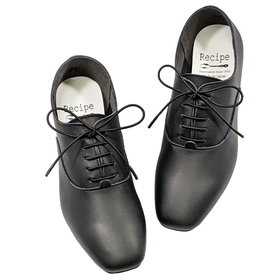 レシピ 靴 Recipe 軽量 柔らかい革 上品 オフィス カジュアル RP-266 ゴム紐レースアップ BLACK 本革 レザー レディース 日本製 MADE IN JAPAN 旅行